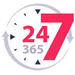 Иконка 24 на 7 на 365