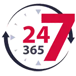 Иконка 24 на 7 на 365